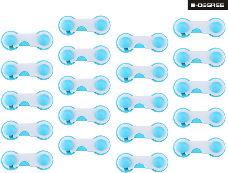 0-Degree Baby Safety Lock Latch for Drawer Kitchen Cupboard Machine Refrigerator fridge for Child Infant Toddler (20 Unit, Blue White)(Blue, White)