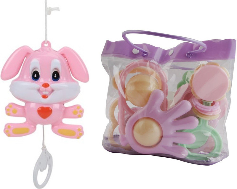 New Pinch Baby Pouch of 7 pcs Rattle with String Musical Toy Rattle(Multicolor)