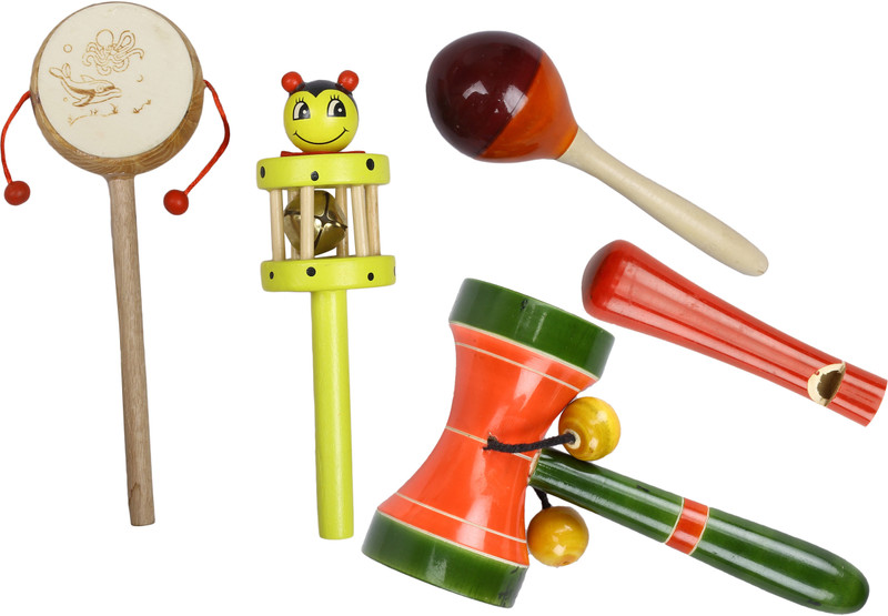 Kaatru Yellow Comboset Wooden Toys Rattle(Multicolor)