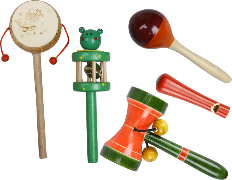 Kaatru Wooden Comboset Green Tik Rattle(Multicolor)