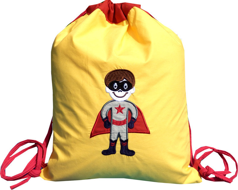 Little Pipal Superhero Yellow Drawstring Bag Backpack(Yellow, 18 inch)
