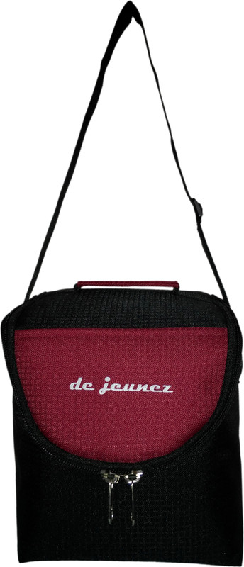 de jeunez de jeunez-D3-Lunch Bag-Black with Maroon Waterproof Lunch Bag(Maroon, Black, 8 inch)