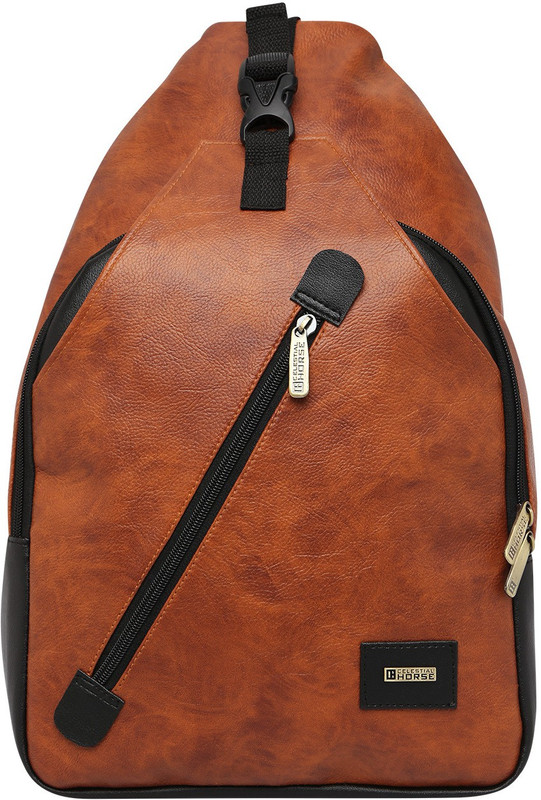 Celestial Horse Unique College Series Cross Body Back Pack Multipurpose Bag(Brown, 17 L)