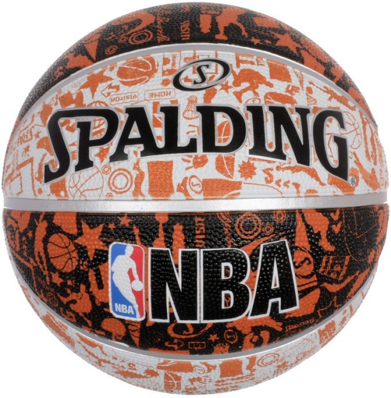 SPALDING NBA Graffiti Basketball - Size: 7(Pack of 1, White, Black, Orange)