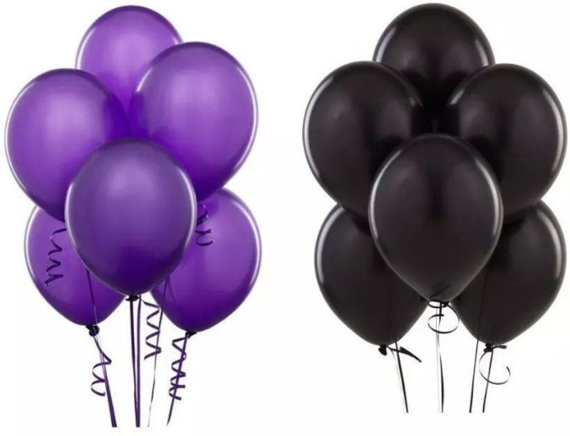 PartyballoonsHK Solid Purple-Black (Pack of 50) Balloon(Purple, Black, Pack of 50)
