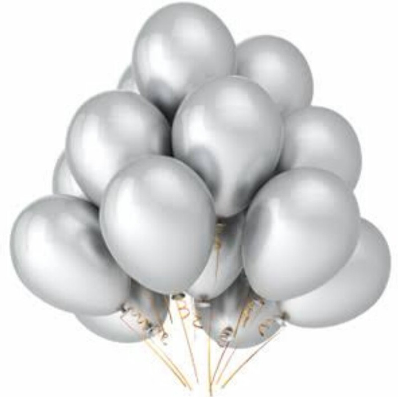 PartyballoonsHK Solid HK0203 Metallic Silver Balloon(Silver, Pack of 50)