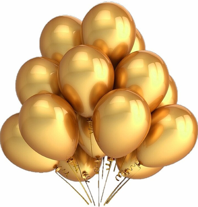PartyballoonsHK Solid Metallic Gold Balloon(Gold, Pack of 50)