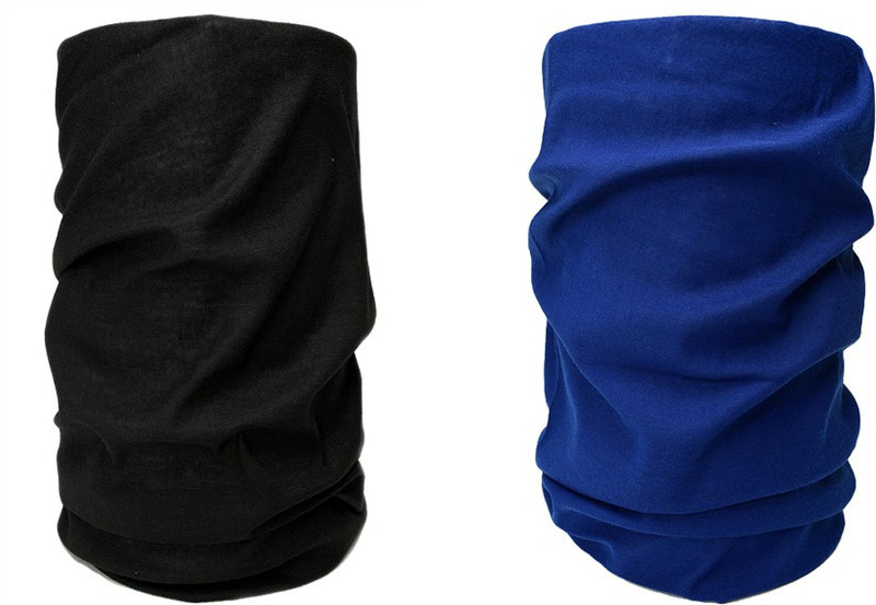 Noise Black and Dark Blue Combo Men Solid Bandana(Pack of 2)