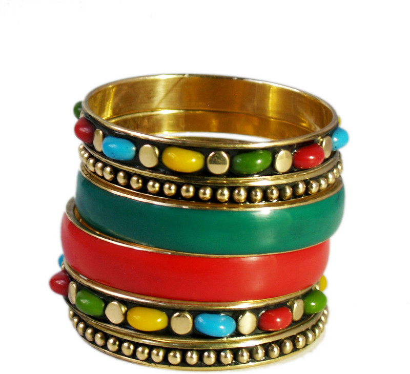 VR Designers Metal Copper Bangle Set(Pack of 6)