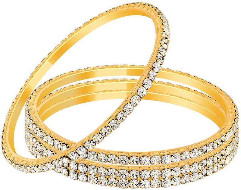 Mahi Alloy Cubic Zirconia Gold-plated Bangle(Pack of 4)