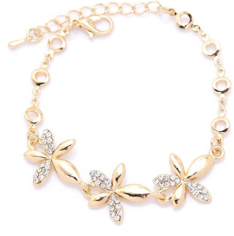 WearYourFashion Alloy Crystal Gold-plated Bracelet