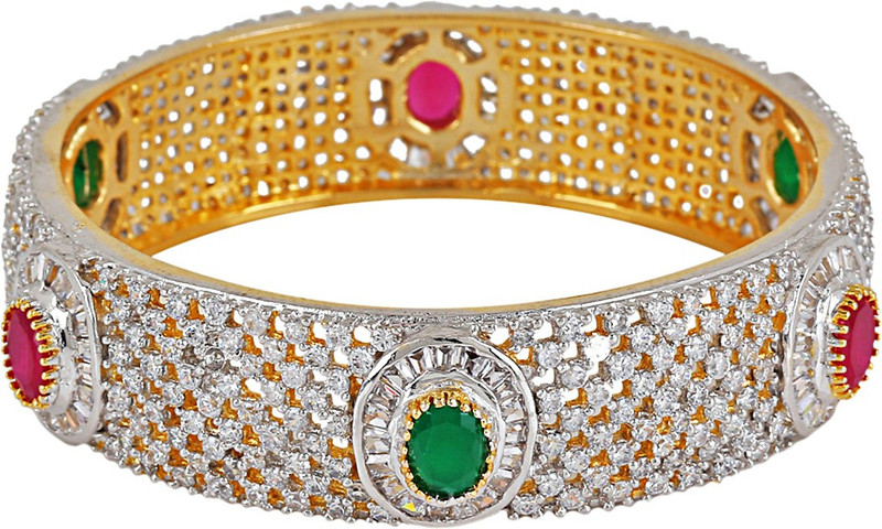 Alysa Silver, Alloy, Brass Cubic Zirconia Rhodium, Gold-plated Bangle