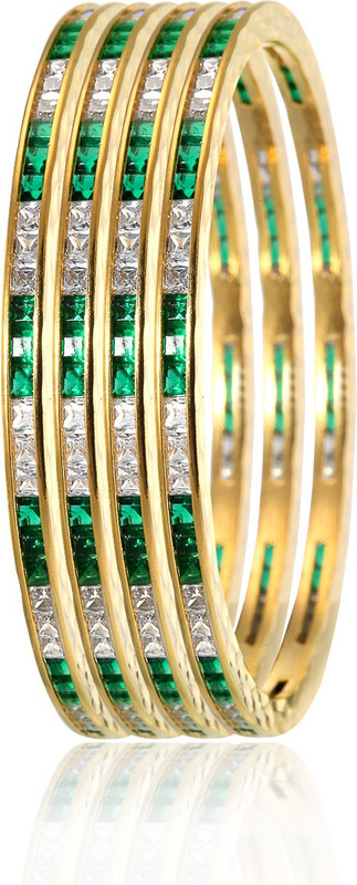 Alysa Silver, Copper, Brass Rhodium, Gold-plated Bangle Set(Pack of 4)