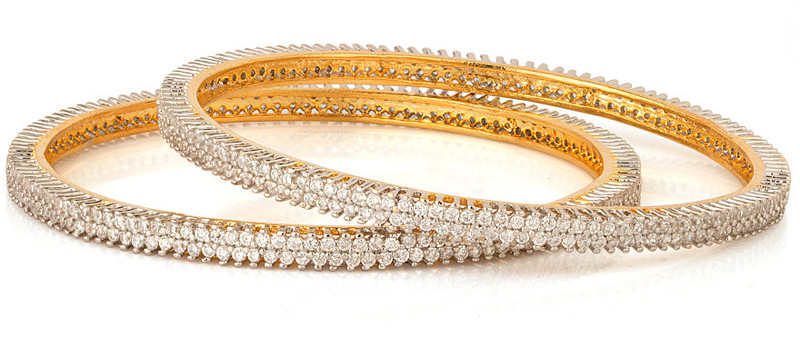 Voylla Alloy Cubic Zirconia Gold-plated Bangle Set(Pack of 2)