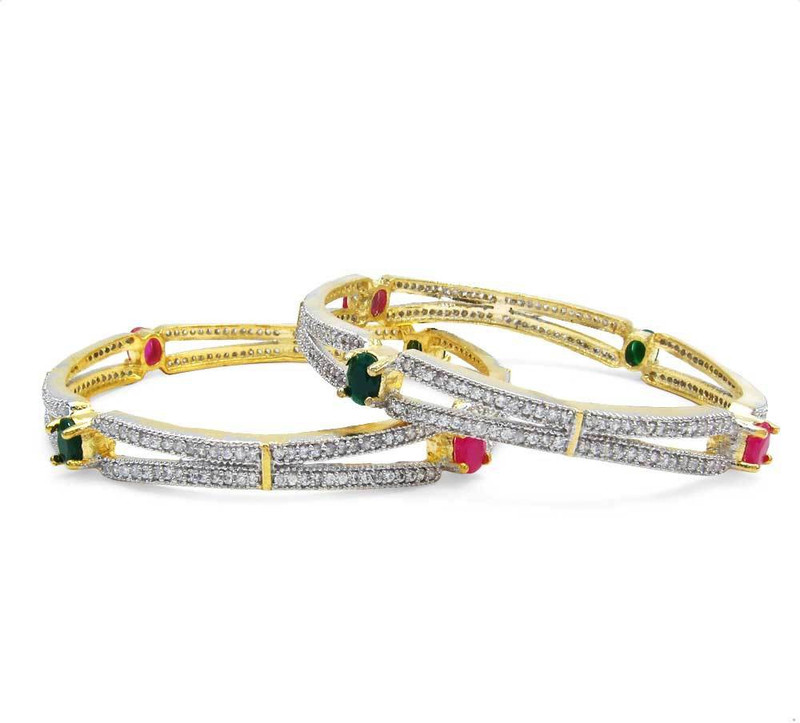 Johareez Brass Onyx Gold-plated Bangle(Pack of 2)