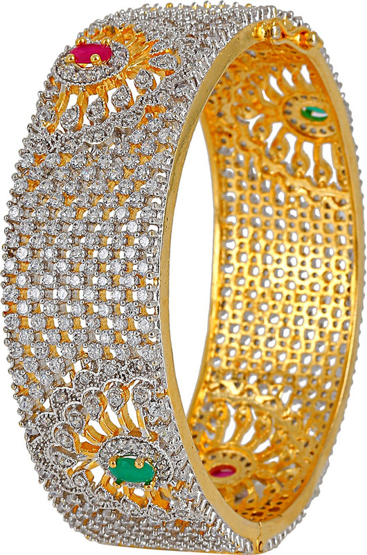 Alysa Silver, Alloy, Brass Cubic Zirconia Rhodium, Gold-plated Bracelet