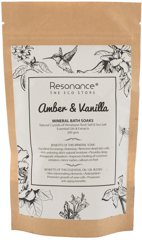 Resonance Mineral Bath Soak (Bathing Salt) in Amber and Vanilla Essential Oil Himalayan Rock Salt Blends(200 g) Resonance Mineral Bath Soak (Bathing Salt) in Amber and Vanilla Essential Oil Himalayan Rock Salt Blends(200 g)