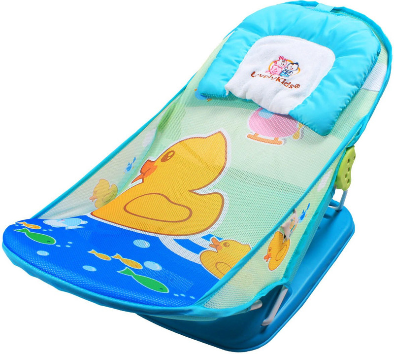 Ole Baby Duck Aqua Animal Seater Print Soft Fabric Cradle Baby Bather 0 to 6 months Baby Bath Seat(Blue)