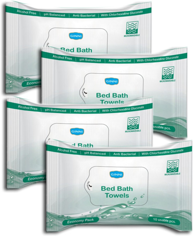 Ginni Bed Bath Wipes Economy Pack (For Sponge Bath)(pack of 4)(10 bathing wipes in each pack)