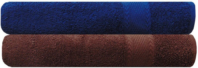 Akin Cotton 450 GSM Bath Towel(Pack of 2, Blue, Brown)