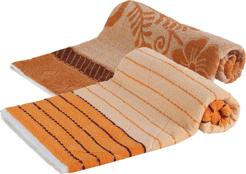 Goodway Cotton 400 GSM Bath Towel(Pack of 2, Brown, Orange)