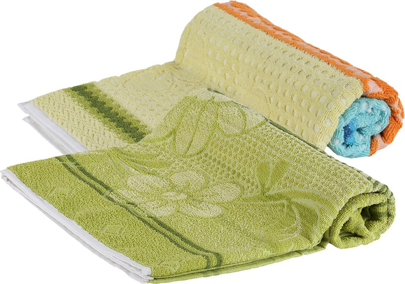 Goodway Cotton 400 GSM Bath Towel(Pack of 2, Green)