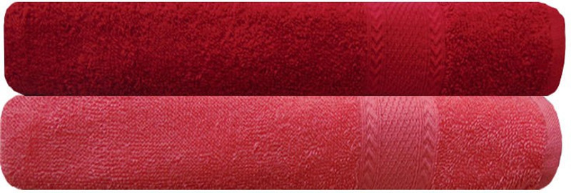 Akin Cotton 450 GSM Bath Towel(Pack of 2, Peach, Red)