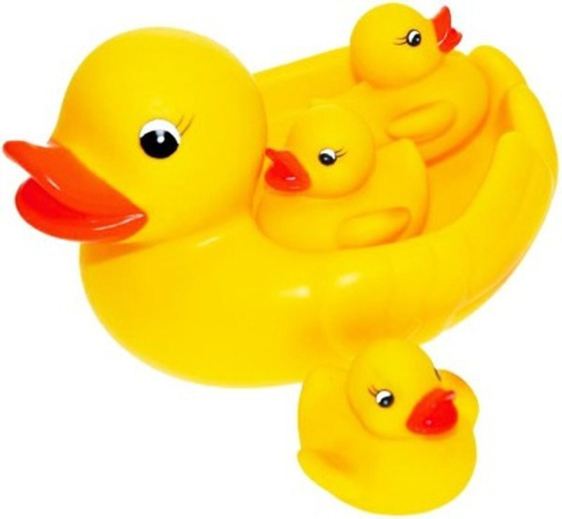 Disha Enterprises Mother Duck With Three Kids Bath Toy(Yellow)