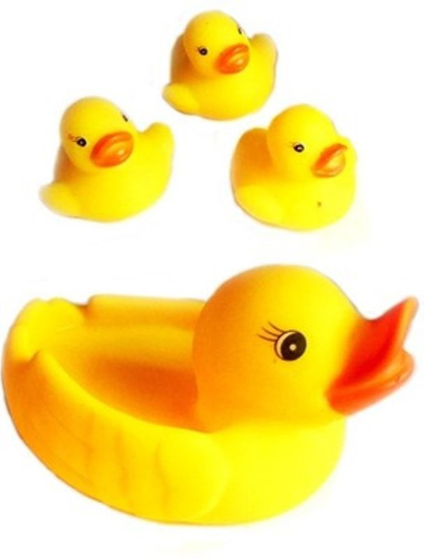 Nishi Mother Duck With Three Kids Bath Toy(Yellow)