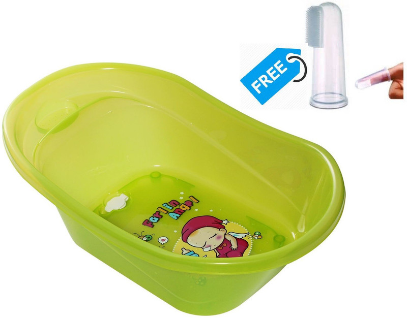 Farlin Baby Angel Bath Tub With Finger Type Toothbrush(Green)
