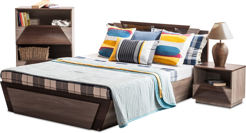 Durian THOMAS/Queen Bed/A Engineered Wood Queen Bed With Storage(Finish Color - Africana/Dark Birch)