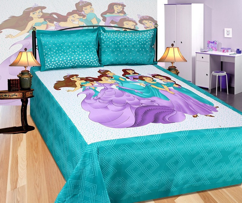 beleza furnishing 250 TC Cotton Double King Printed Bedsheet(Pack of 1, Blue)