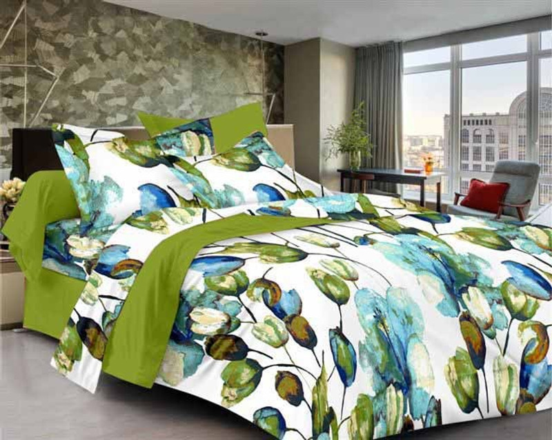 SEJ by Nisha Gupta 200 TC Cotton Double Floral Bedsheet(1 Bedsheet, 2 Pillow Covers, Multicolor)