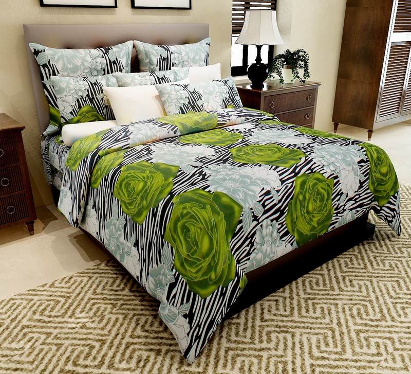 Home Candy Cotton Floral Double Bedsheet(1 Double Bedsheet, 2 Pillow Covers, Green) RS.759 (75.00% Off) - Flipkart