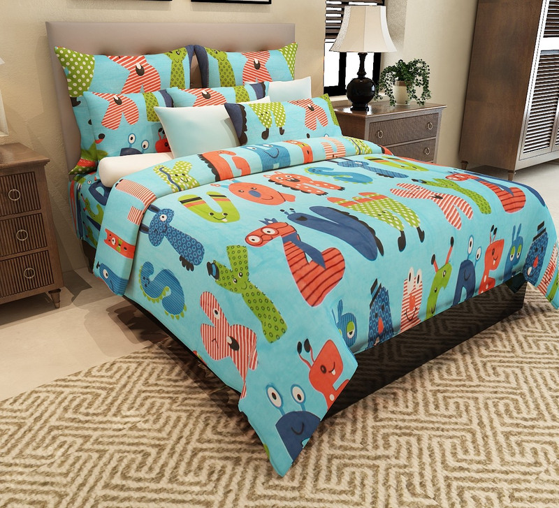 Home Candy Cotton Cartoon Double Bedsheet(1 Double Bedsheet, 2 Pillow Covers, Blue) RS.756 (68.00% Off) - Flipkart