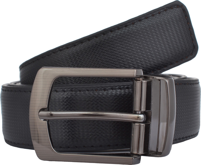 Exotique Men Formal Black Artificial Leather Reversible Belt Exotique Men Formal Black Artificial Leather Reversible Belt