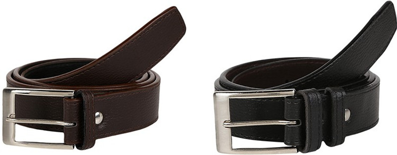 Allura Men Formal Brown, Black Artificial Leather Belt Allura Men Formal Brown, Black Artificial Leather Belt