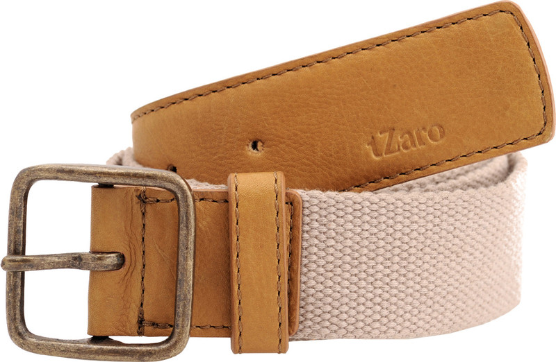 tZaro Men Casual Tan, Beige Fabric, Genuine Leather, Metal Belt tZaro Men Casual Tan, Beige Fabric, Genuine Leather, Metal Belt
