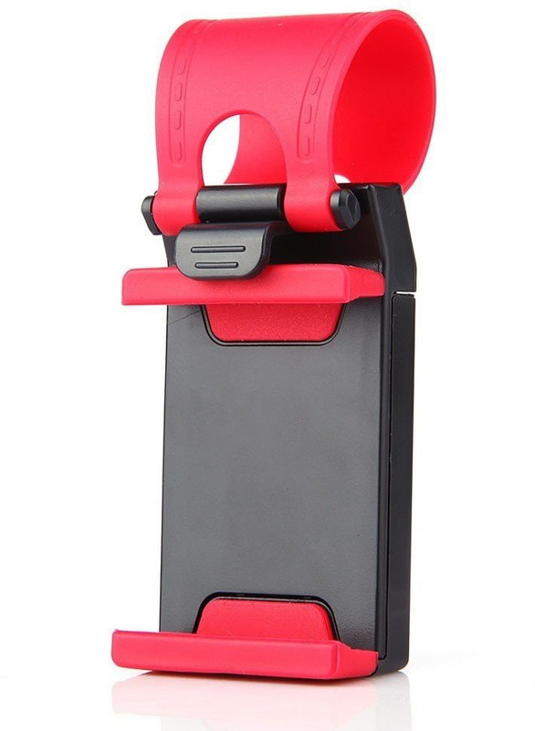 Swarish CrackDeals Retractable Silicon Car Steering Wheel Universal Phone Socket Stand Clip Bike Mobile Holder(Red)