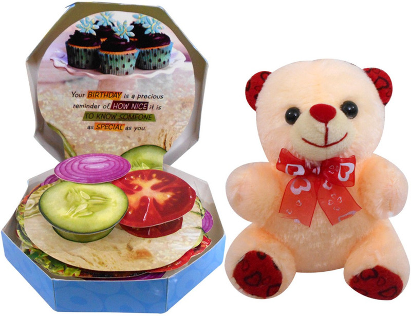 Saugat Traders Happy Birthday Burger Shape Greeting Card With Teddy(Set of 2) Saugat Traders Happy Birthday Burger Shape Greeting Card With Teddy(Set of 2)