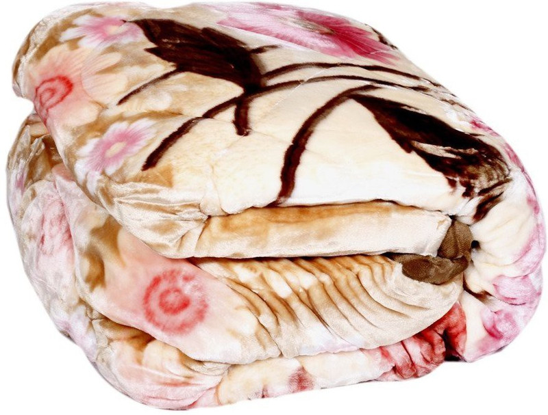 sovam Floral Double Mink Blanket(Microfiber, Pink)