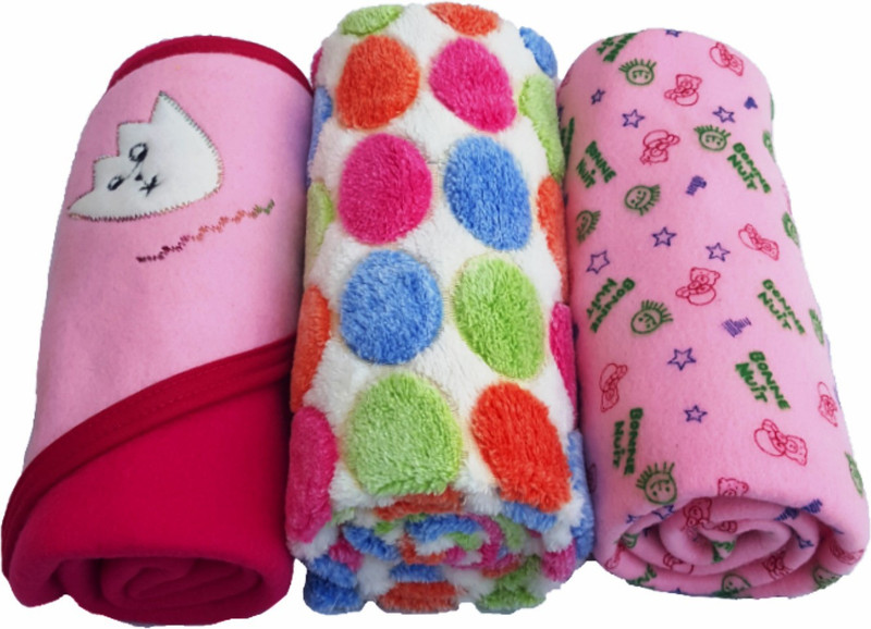 Brandonn Printed Single Hooded Baby Blanket(Microfiber, Pink) Brandonn Printed Single Hooded Baby Blanket(Microfiber, Pink)