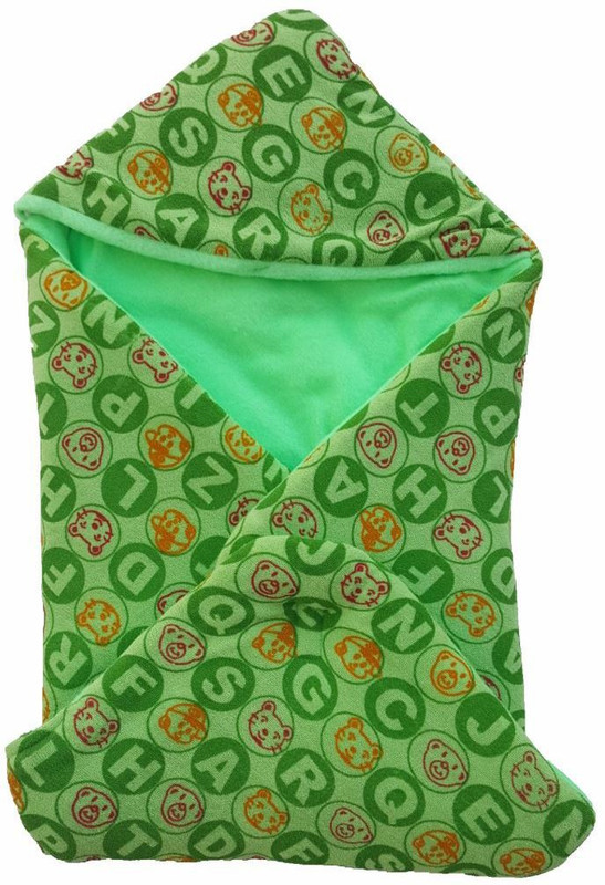 Brandonn Polka Single Hooded Baby Blanket(Microfiber, Green) Brandonn Polka Single Hooded Baby Blanket(Microfiber, Green)