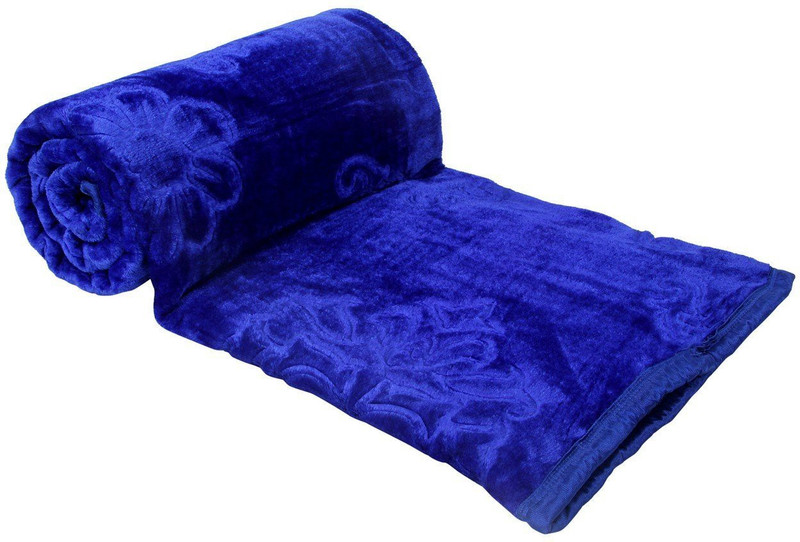 sovam Solid Double Mink Blanket(Microfiber, Blue)