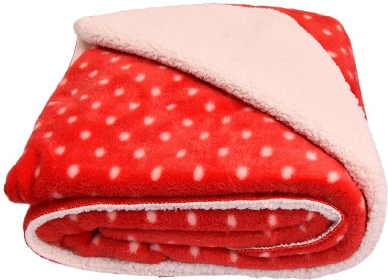 Colors & Blends Polka Single Sherpa Blanket(Microfiber, Red) Colors & Blends Polka Single Sherpa Blanket(Microfiber, Red)