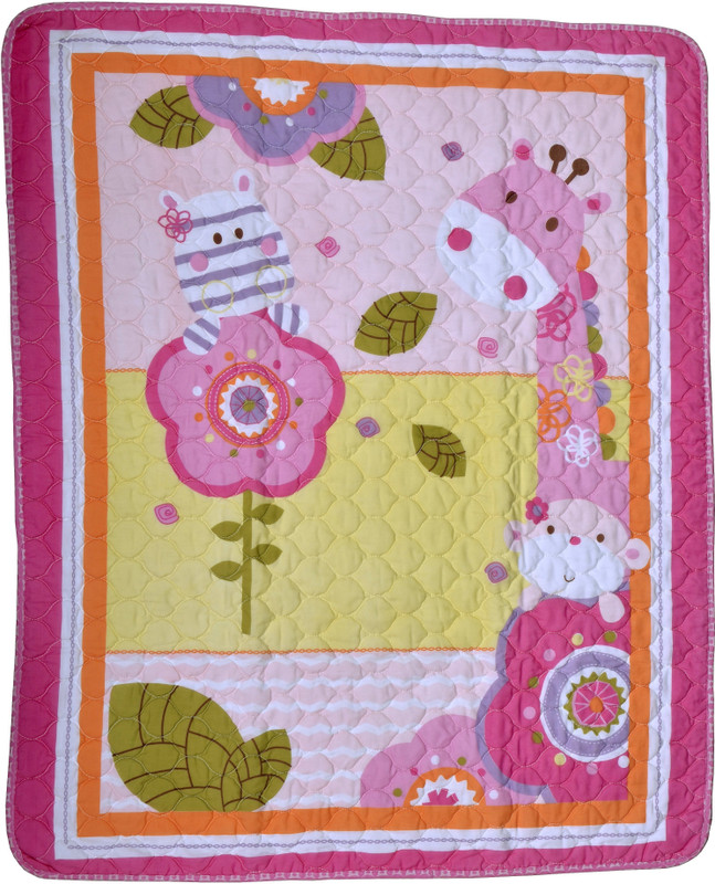 hnt kids Printed, Animal, Motifs, Geometric Crib Comforter(Microfiber, Pink)