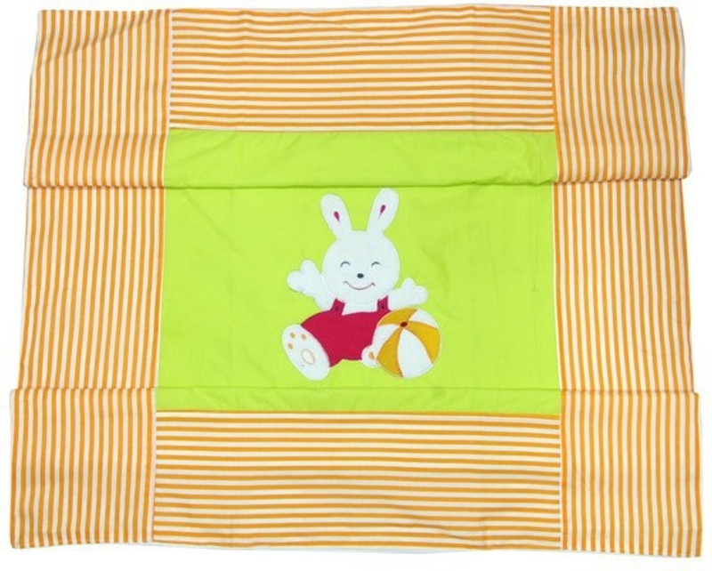 Portia Striped Crib Dohar(Microfiber, Green, Orange) Portia Striped Crib Dohar(Microfiber, Green, Orange)