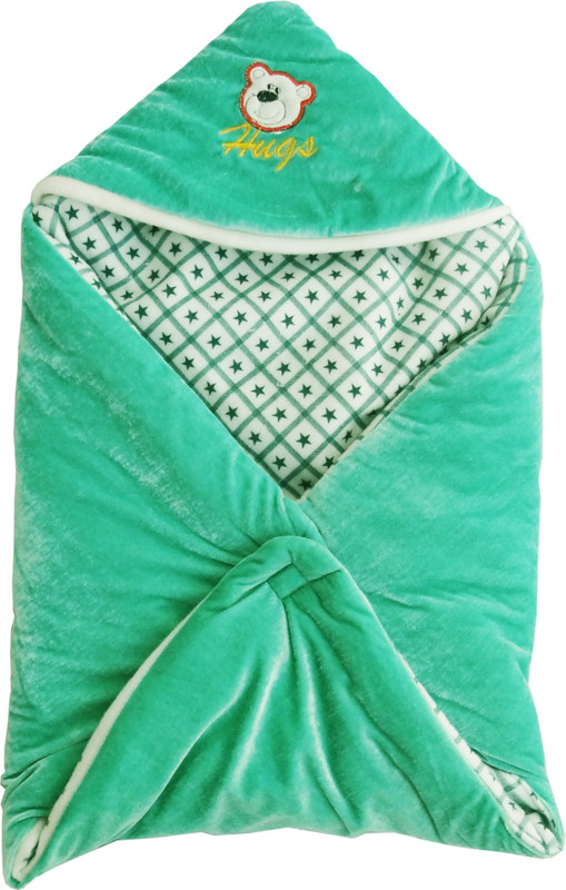 My New Born Cartoon Crib Hooded Baby Blanket(Polyester, Green) My New Born Cartoon Crib Hooded Baby Blanket(Polyester, Green)