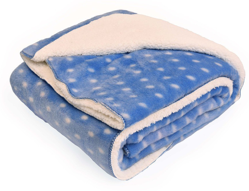 Colors & Blends Polka Single Sherpa Blanket(Microfiber, Blue) Colors & Blends Polka Single Sherpa Blanket(Microfiber, Blue)