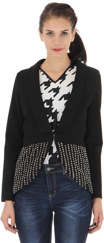 Vero Moda Embellished Single Breasted Casual Women Blazer(Black)